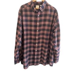 Rowm Flannel Button Down Men's 3XLT Blue/Burgundy Plaid